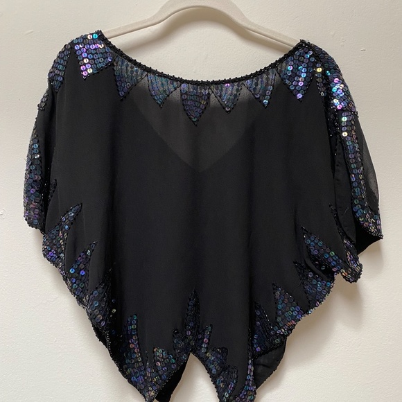 SOLD - Free People black sequin butterfly top - Picture 4 of 7